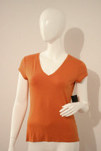 TAHARI Orange BALLY Knit MARMALADE V-Neck TOP Shirt MODAL Blend S Free S... - £63.13 GBP