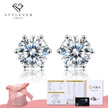 0.5ct 1ct D Color Certified Moissanite Stud Earrings 925 Sterling Silver Wedding - £73.16 GBP