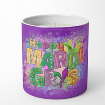 Caroline&#39;s Treasures WDK4647CDL Happy Mardi Gras 10 oz Decorative Soy Candle Nat - £37.16 GBP