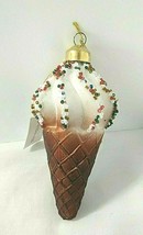 Ice Cream Waffle Cone Ornament NEW Vanilla Swirl Sprinkles Sugar Cone Christmas - $21.73