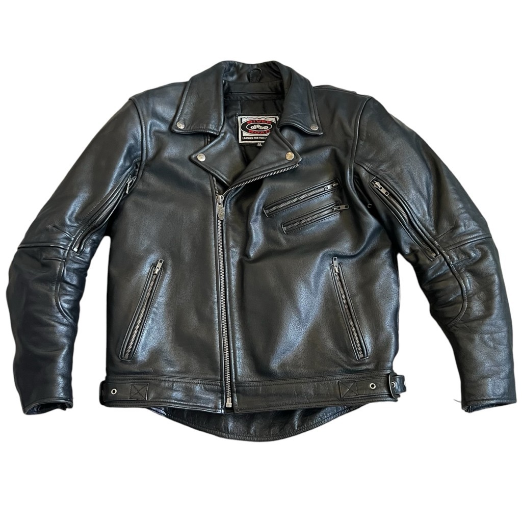 River Road Men’s Caliber Lined Motorcycle Jacket Sz 42 Black Leather Elb... - $98.95