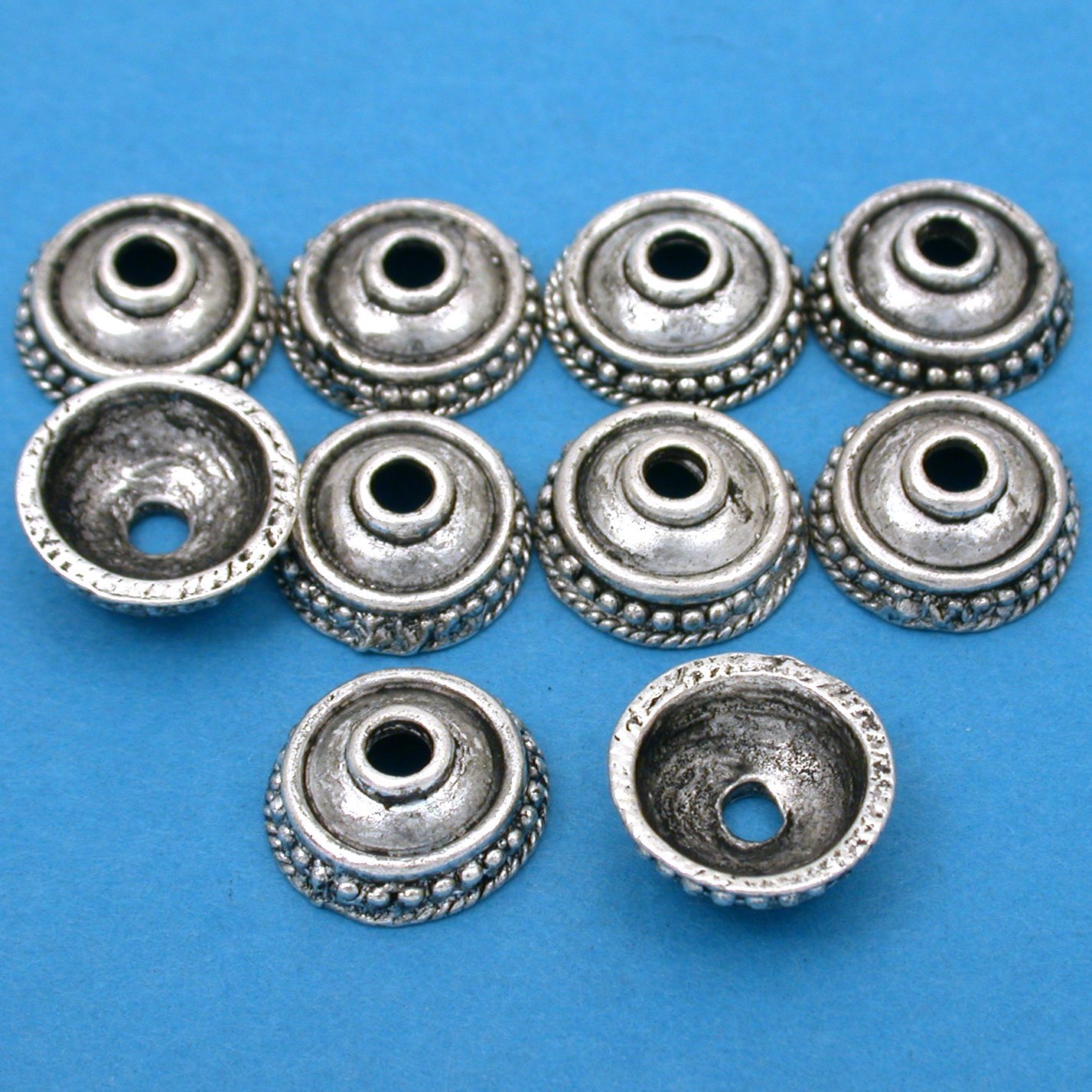 Primary image for Bali Dot Bead Caps Antique Silver Plated 14mm 15 Grams 8Pcs Approx.