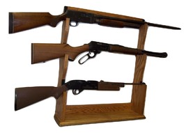 3 Gun Rack for Mantle, Trade Show or Wall - Golden Oak Finish - £86.12 GBP