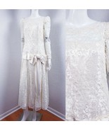 Vintage 70s Does 20s Lace Boho Hippie Flapper Wedding Dress Bride Union ... - £110.91 GBP