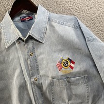 VTG Chambray Button Up Shirt Chromally Georgia Embroidered Size XL - $13.50