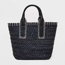 Straw Mini Tote Handbag - Universal Thread Black - NWT - £11.75 GBP
