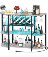 4-Tier Metal Coffee Bar Cabinet With Outlet And Led Light, Freestanding ... - £172.28 GBP