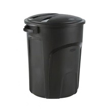 32-Gallon Black Plastic Indoor Outdoor Trash Can with Lid - Made in USA - $3,194.38 MXN