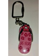 Vintage Flip-Flop Keychain Las Vegas Souvenir Keyring Pink Flowers Cryst... - $184.36 MXN