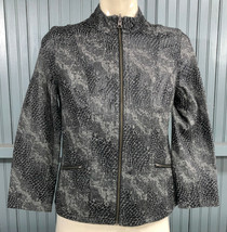 Notations Petite Small Zip Animal Print Womens Stretch Poly Jacket Hand ... - $18.35