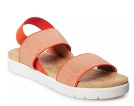 Sandals Strappy Orange Ecstatic Elasticized SO Casual Slip On Shoes-sz  9.5 - £18.54 GBP