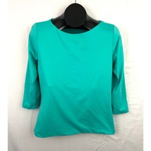 Green Boatneck 3/4 Sleeve Top LARGE Stretch Casual Judyp - £20.28 GBP