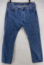 Levi&#39;s Mens 501 Jeans 38x34 Regular Fit Medium Wash Denim Button Fly Blue Pants - £19.46 GBP