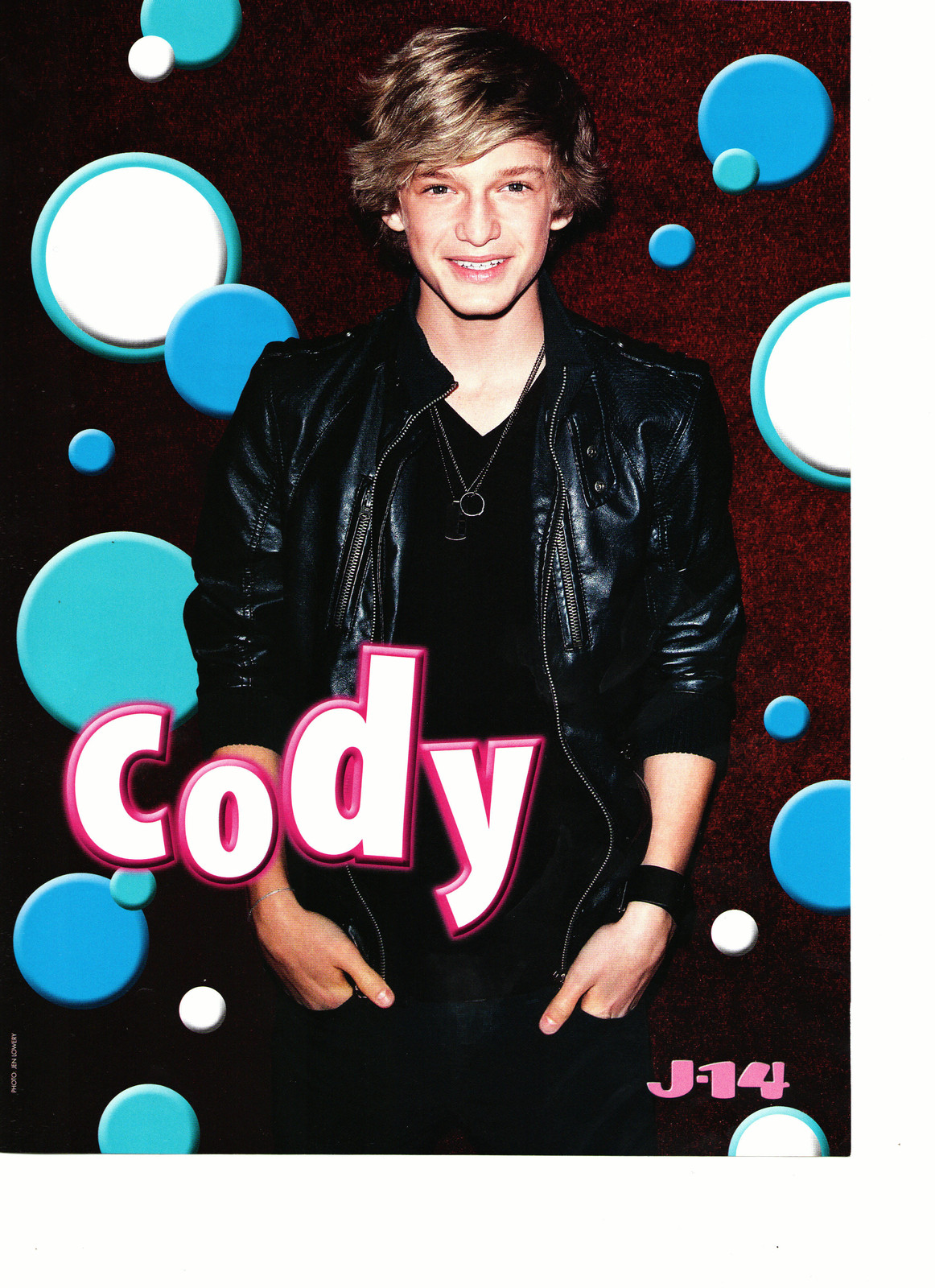Primary image for Cody Simpson teen magazine pinup clipping black leather jacket J-14 smile at me
