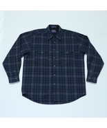 Pendleton Flannel Plaid Outdoor Shirt Men's Medium M Blue Washable 100% Wool - $67.81