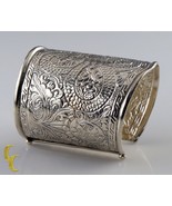 Sterling Silver .925 Cuff Bracelet Bearded Dragon Flower Leaf Design Gre... - £210.22 GBP