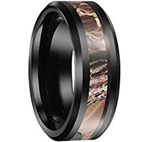 COI Black Tungsten Carbide Camo Wedding Band Ring - TG3575