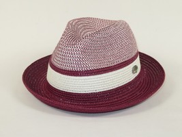 Men's Bently Semi Crushable Fedora Briad Straw Hat Dante DA226 Burgundy White image 4