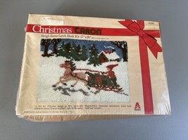 NOS Vtg 1980 Christmas from Caron SLEIGH SCENE Latch Hook Kit 20x27 K3180 - $25.00