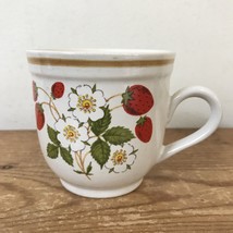 Vintage 70s Sheffield Strawberries n Cream Floral Stoneware Coffee Mug T... - £21.22 GBP