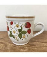 Vintage 70s Sheffield Strawberries n Cream Floral Stoneware Coffee Mug T... - £20.17 GBP