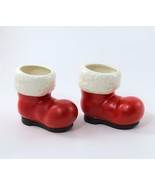 Pair of Mini Santa Claus Boots Figurine Tooth Pick/Match Holders Ceramic... - £9.37 GBP