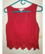 Say What? Polyester Floral Pattern Crop Top, Red, Women&#39;s Size XL - $13.66 CAD