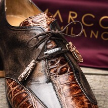Anzio Genuine Alligator and Classic Calfskin Dress Oxford Shoes Rustic Orix image 9