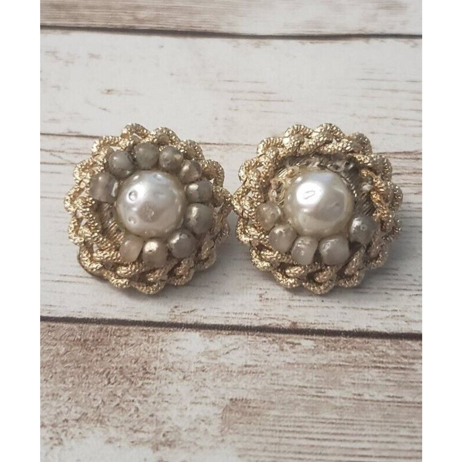 Vintage Clip On Earrings - Unusual - Some Beads Missing - $7.99