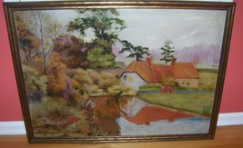 c1920 Art Deco Antique Impressionist Oil Canvas Painting Farm Cow S Garber - £118.69 GBP