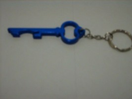 New Alloy Skeleton Key Keychain Blue Anodized 5&quot; Total Length  - $6.95