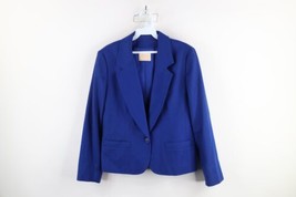 Vintage 90s Pendleton Womens 12 Wool One Button Suit Coat Blazer Jacket Blue USA - £41.15 GBP