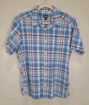 Patagonia Shirt Men&#39;s Medium M Plaid Short Sleeve Blue Red - £14.80 GBP