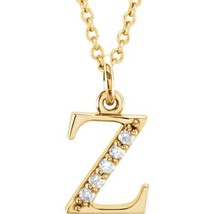 Precious Stars 14K Yellow Gold 0.025CTW White Diamond Initial Z Pendant Necklace - £216.04 GBP