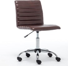 Conference Ribbed Home Office Mid Back Leatherette Task Chair, Vintage B... - £64.49 GBP