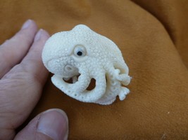 (TB-OCTO-4) white Octopus ball TAGUA NUT palm figurine Bali Oce reef octopi - $57.96