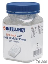 100-Pack Intellinet Cat6 RJ45 UTP Standard Modular Plugs, in a jar, T6-200 - £38.39 GBP