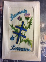 Vintage Antique France Postcard Hand Sewn Flowers Cross - £16.96 GBP