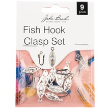 John Bead Fish Hook Clasp Set 6x20mm 9/Pkg-Silver 1401170 - $22.53