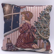 Decorative Christmas Tree Tapestry Throw Pillow Pray Star 12x12 VNTG Holiday - £10.31 GBP