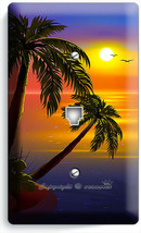 Romantic Sunset Tropical Island Palms Phone Telephone Cover Wall Plates Room Art - £9.65 GBP