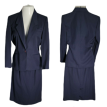 Michelle Stuart Classy Blazer &amp; Skirt 2 Piece Suit Set ~ Sz 10 ~ Blue ~ Lined - £40.27 GBP