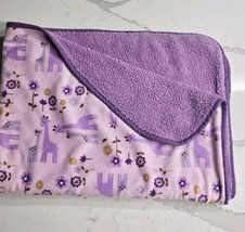 Carters Baby Blanket Purple Sherpa Giraffe Momma Baby Flowers- Hard To F... - $52.42