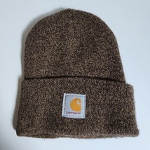 Carhartt Men&#39;s Knit Cuffed Beanie in Dark Brown/Sandstone One Size Stocking Hat - £7.46 GBP