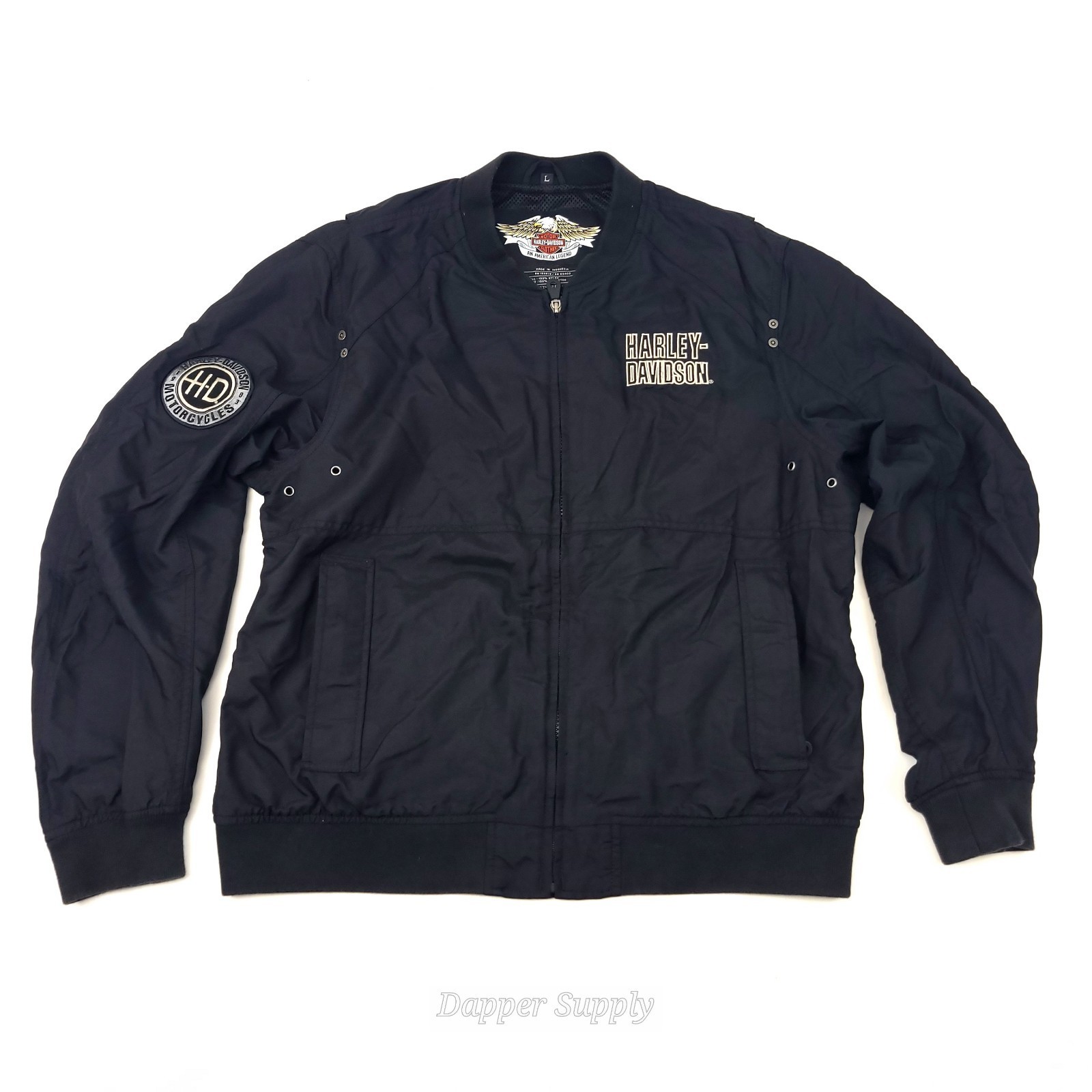 Harley Davidson Mens Jacket Soft Sheel Nylon Sz Large Black RN 103819 CA... - $69.29