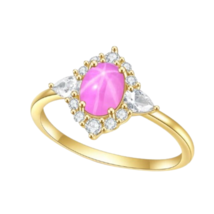 Oval Cut Lab Star Ruby And Cubic Zirconia Halo Luxury Rings 925 Sterling Silver - £77.97 GBP+