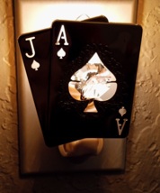 Swarovski Elements Crystal Gold Plated Playing Cards Blackjack Night Light 3.5&quot;h - £20.03 GBP