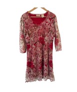 Vintage 90s Y2K Dress Midi L Red Sheer Floral Indie Fariy Goth Bell Slee... - $34.99