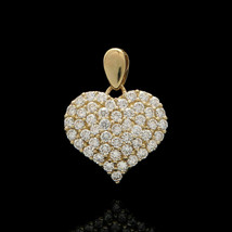 1CT Brilliant Round Cut Diamond 14k Yellow Gold Over Without Chain Heart Pendant - £91.92 GBP