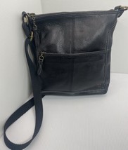 The Sak Iris Crossbody Purse Black Pebbled Leather Preowned 11.5” - £29.51 GBP